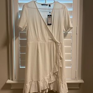 Vero Moda White Linen Wrap Dress